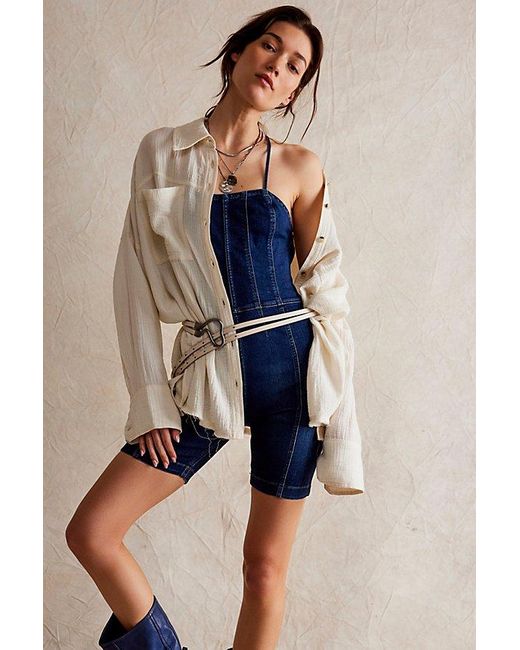 Free People Blue We The Free Top Notch One-piece