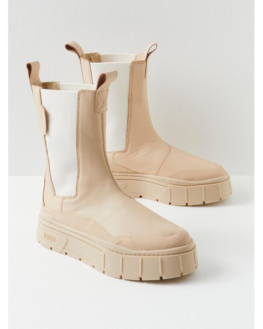 Free People Mayze Stack Chelsea Boots in Natural | Lyst