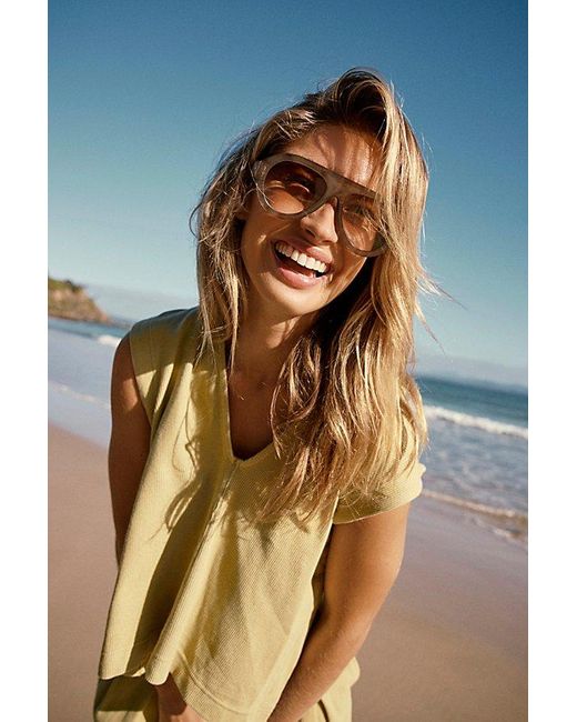 Free People Blue Cruise Aviators At In Earl Grey