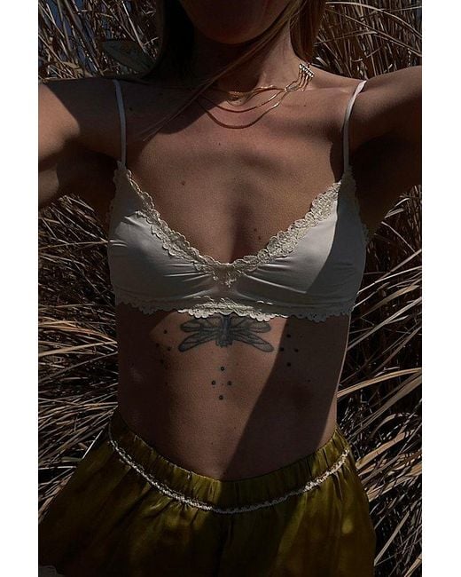Intimately By Free People Brown Charlie Lace Microfiber V-Neck Bralette By