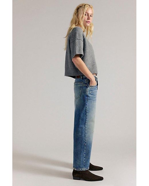 Free People Blue Deep Trance Dropped Boyfriend Jeans