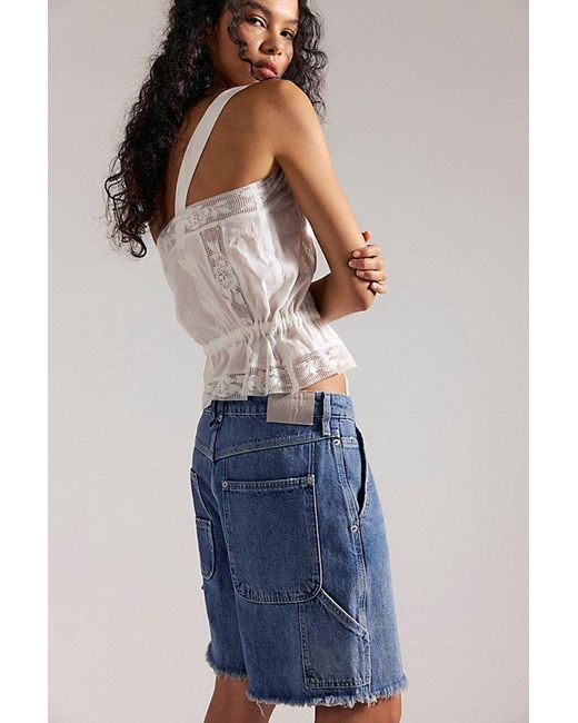 Free People Blue Reese Workwear Shorts