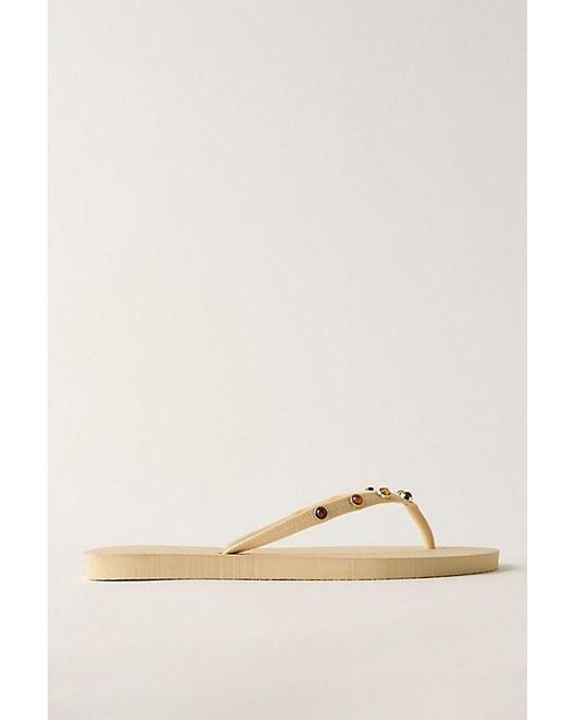 Brizza Arezzo Natural Englewood Embellished Flip Flops By