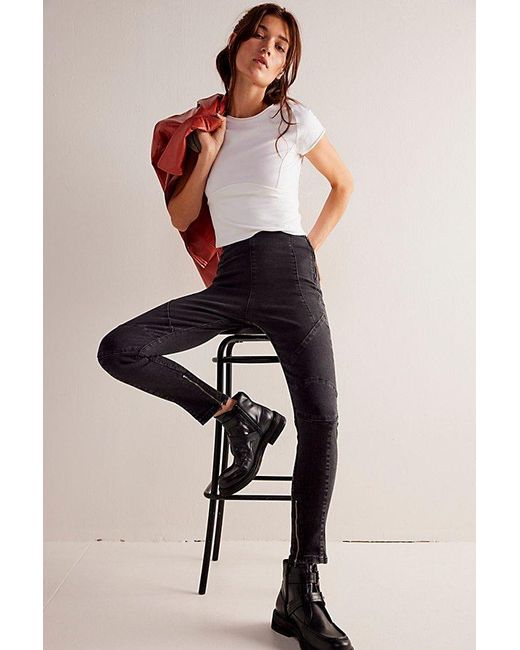 Free People Natural We The Free Bella Moto High-rise Skinny Jeans