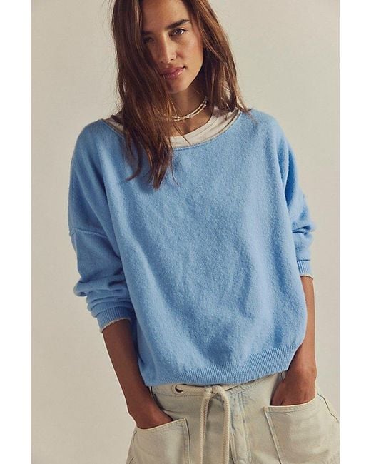 Free People Blue See Me Softspun Pullover