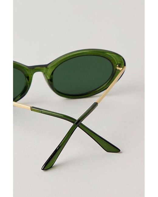 Free People Green Mae Oval Sunglasses