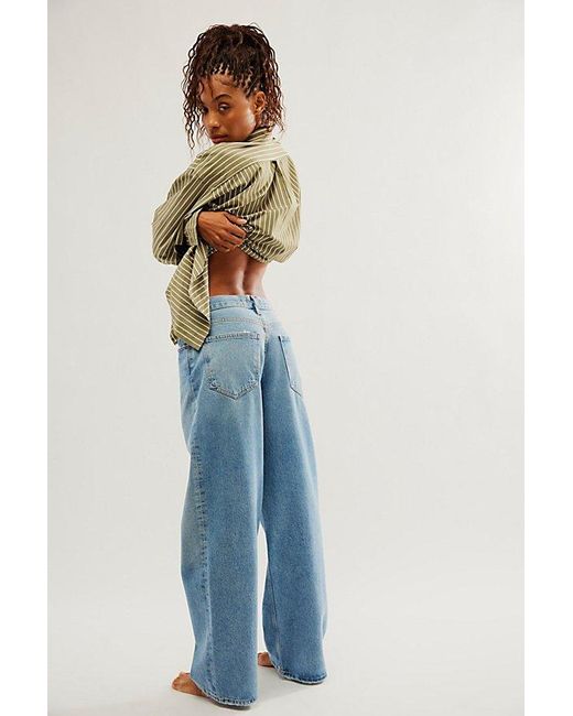 Agolde Blue Low-rise Baggy Jeans At Free People In Libertine, Size: 30
