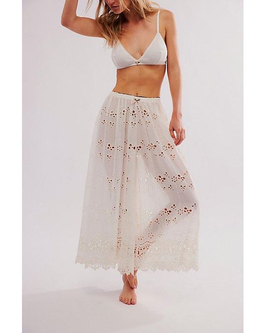 Free People White Butterfly Eyelet Lounge Pants