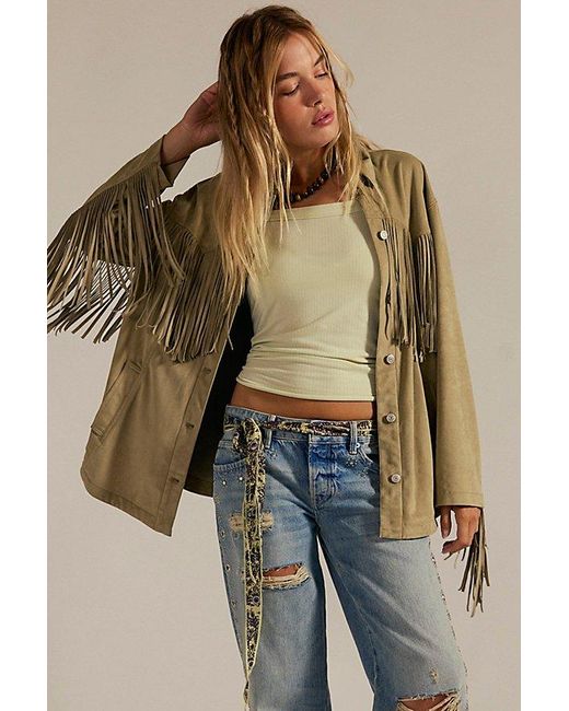 Free People Multicolor We The Free Fringe Out Vegan Suede Jacket