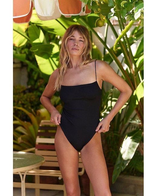Ziah Brown Fine Strap One-piece Swimsuit At Free People In Black, Size: Us 10