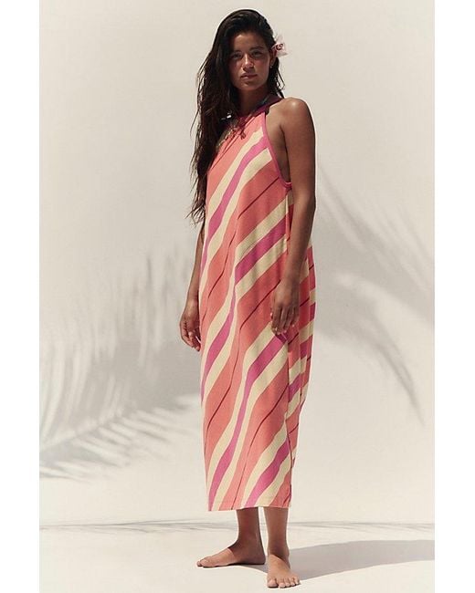free-est Pink Sunspell Striped Midi Dress By