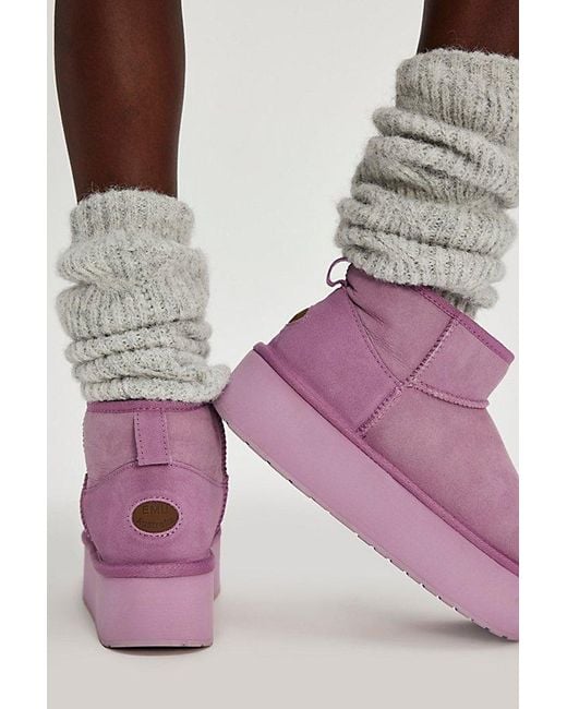 EMU Pink Sheepskin Flatform Platform Boots