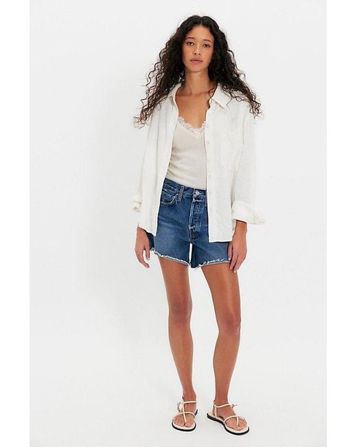 Agolde White Parker Long Shorts