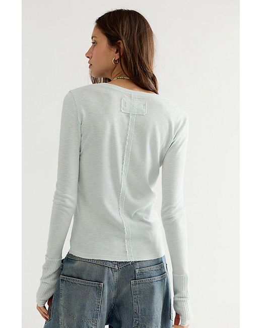 Free People White Tinsley Long Sleeve Top