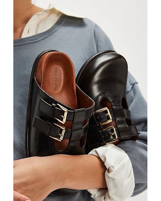 Free People Brown Shoreditch Buckle Mules