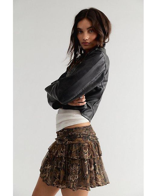Free People Black Spell Damask Mini Skirt