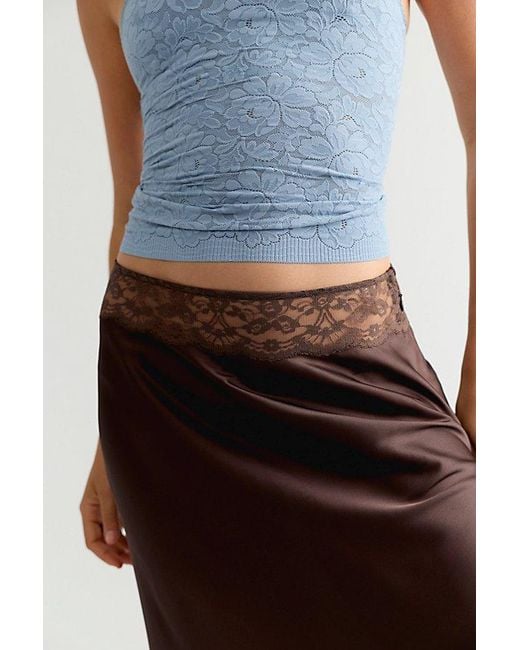 Free People Brown Valeria Midi Slip Skirt
