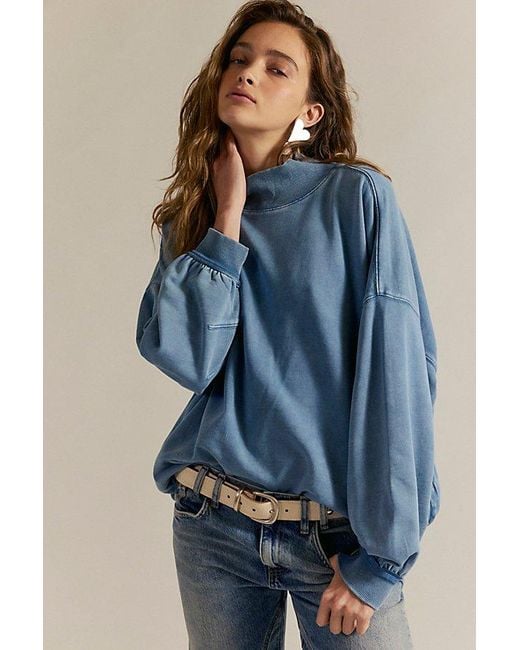 Free People Blue Alex Turtleneck Pullover