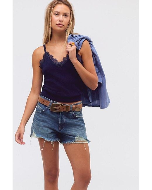 Free People Blue Lace Cashmere Tank Top