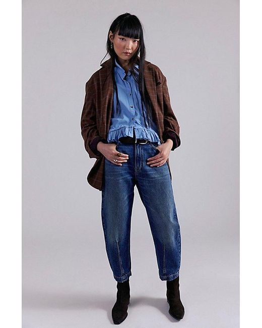 Free People Blue Bailey Solid Shirt