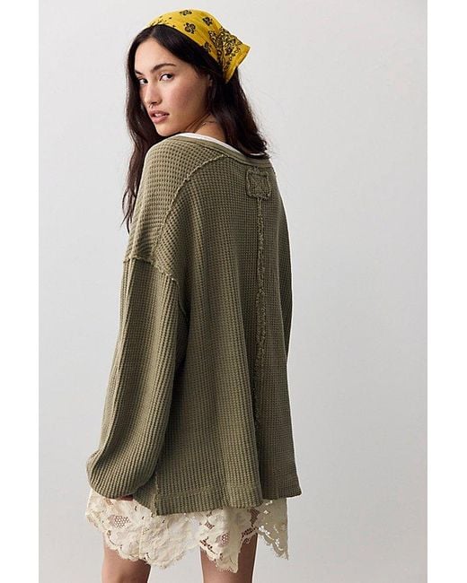 Free People Gray Montreal Oversized Thermal Henley