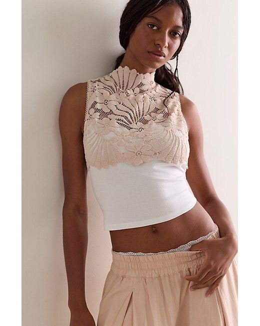 Intimately By Free People Natural Petal Party Mock Neck Tank Top By