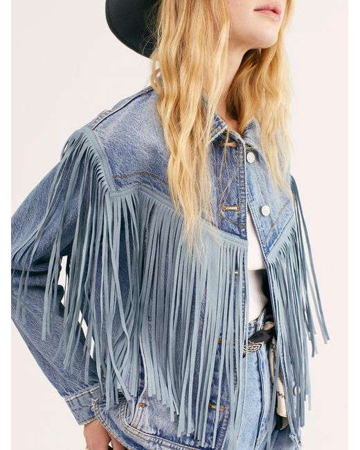 Fringe Denim Jacket in Indigo 