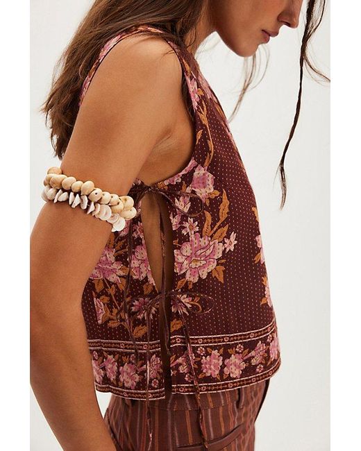 Free People Red Faded Gardens Printed Tank Top