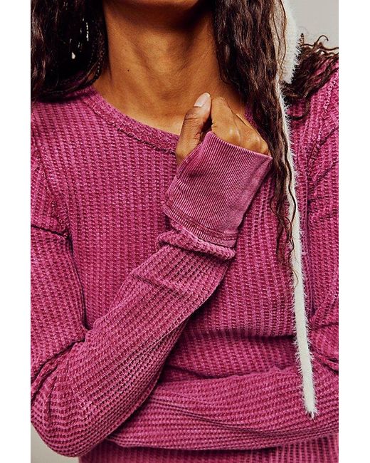 Free People Pink Roll With It Thermal At Free People In Rhododendron, Size: Xs