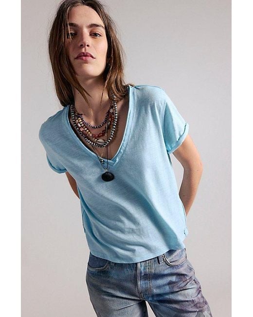 Free People Blue Take 2 Tee