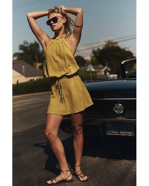 free-est Multicolor Sandshell Linen Drea Mini Dress By