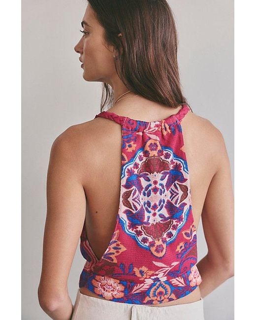 Free People Red Laila Cowl-Neck Top