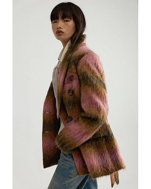 Rodebjer Brown Leah Check Wool Coat