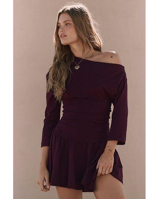 Free People Purple Junie Drop-Waist Mini Dress