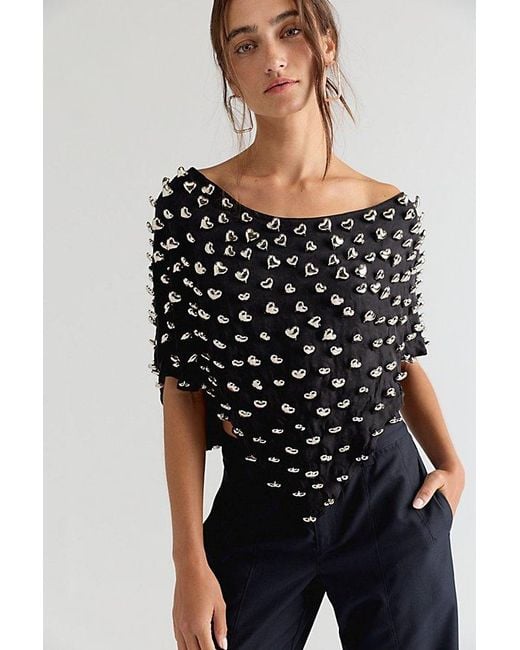 Urban Outfitters Black Heart Charm Cropped Poncho