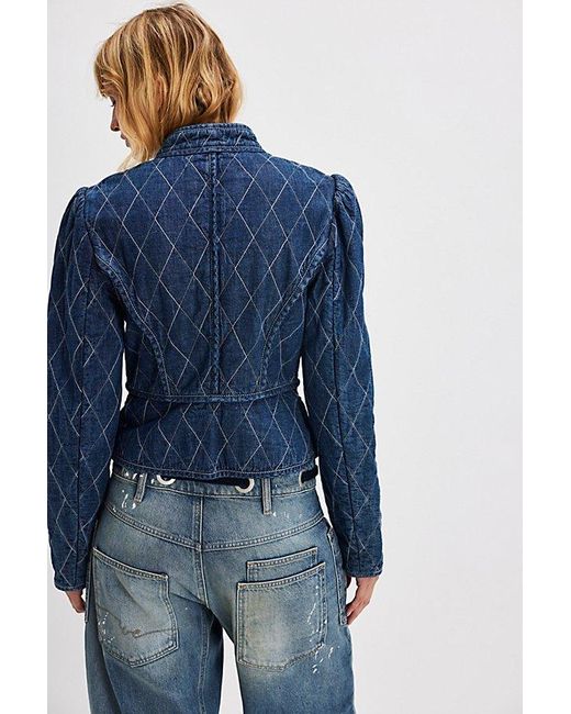 Free People Blue Peggy Quilted Jacket