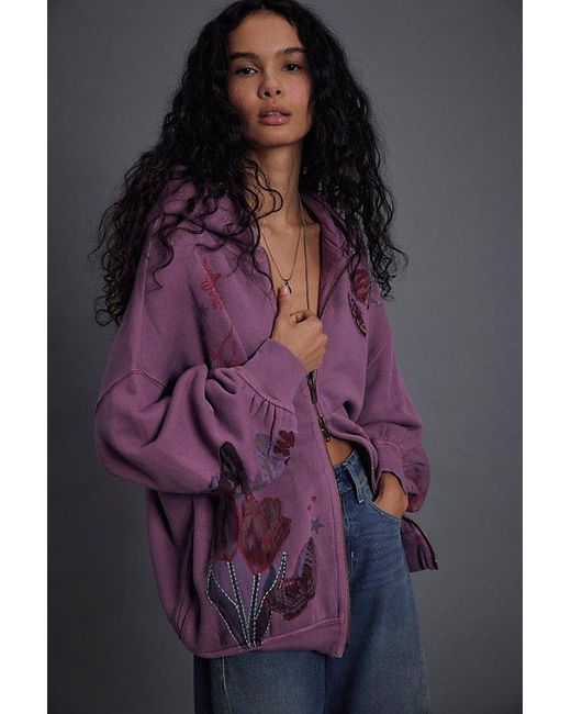 Free People Purple Grandma's Garden Hoodie