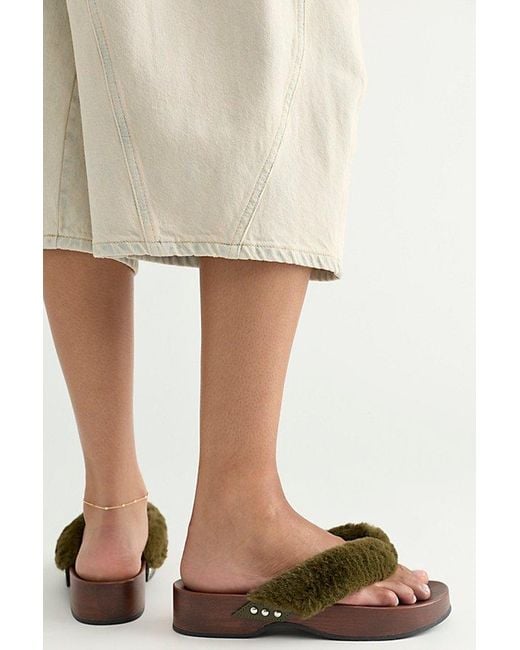 Seychelles Brown Ocean Ave Fuzzy Thong Sandals By