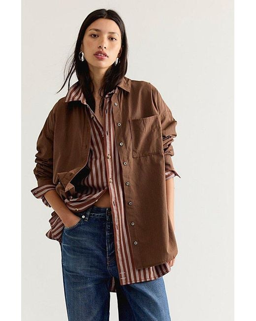 Free People Black We The Free Lexi Striped Button Down Shirt