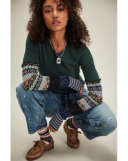 Free People Blue All In Cuff Top