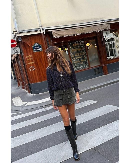 Free People Black We The Free Micro Mini Suede Skort