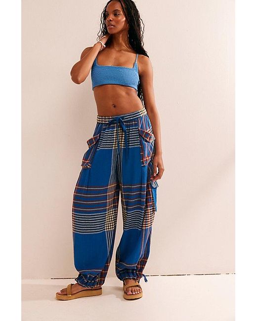 Free People Blue Crafted Cargo Pants