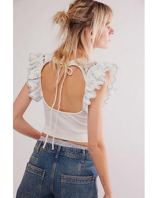 Free People Blue Violet Ruffle Top