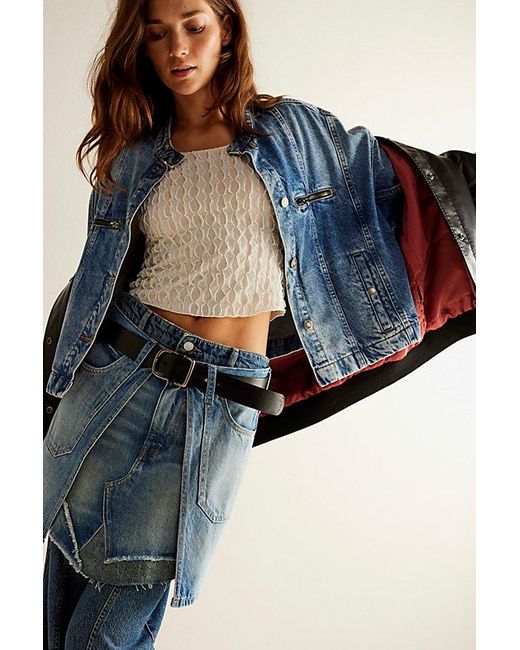 Free People Blue Bare With Me Denim Skirt At Free People In Rebel Hearts, Size: 24