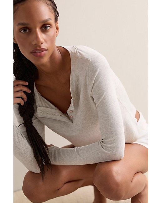 Intimately By Free People Gray Dream State Henley Top By