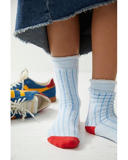 Free People Plush Inside Out Crew Socks At In Blue
