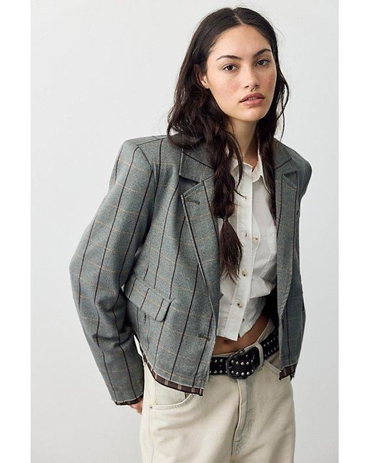 Free People Gray Academia Blazer Jacket