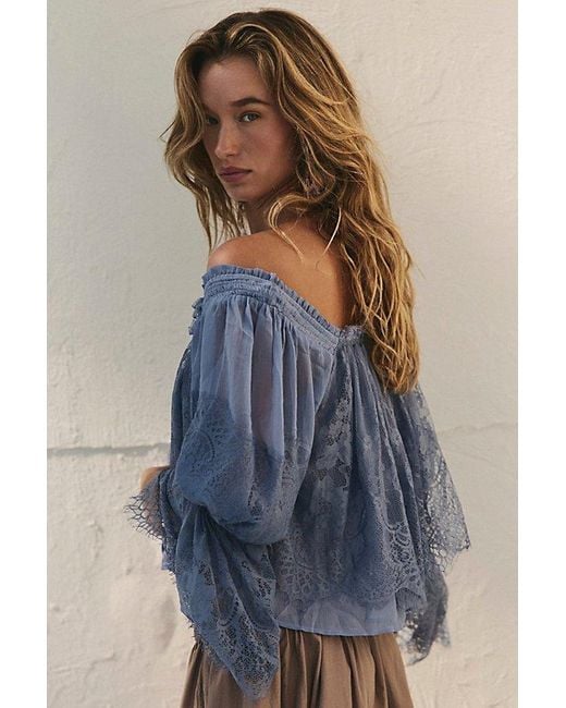 Free People Blue Fairy Girl Blouse
