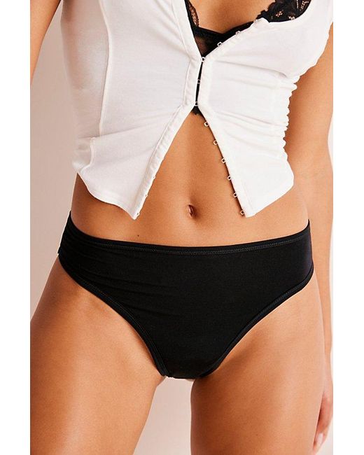 Richer Poorer Black Stretch Lyocell Mid-rise Thong