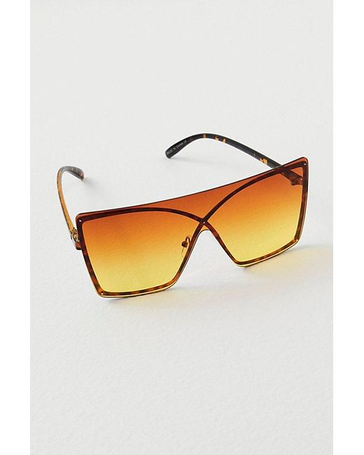 Free People Orange Now You See Me Shield Sunglasses